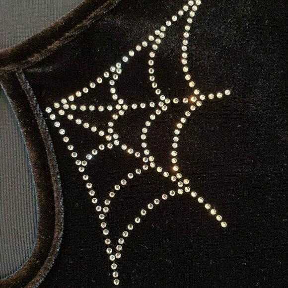 NWT Hell Bunny Black Velvet Spider Web shirt -S UK 10 - Picture 6 of 6